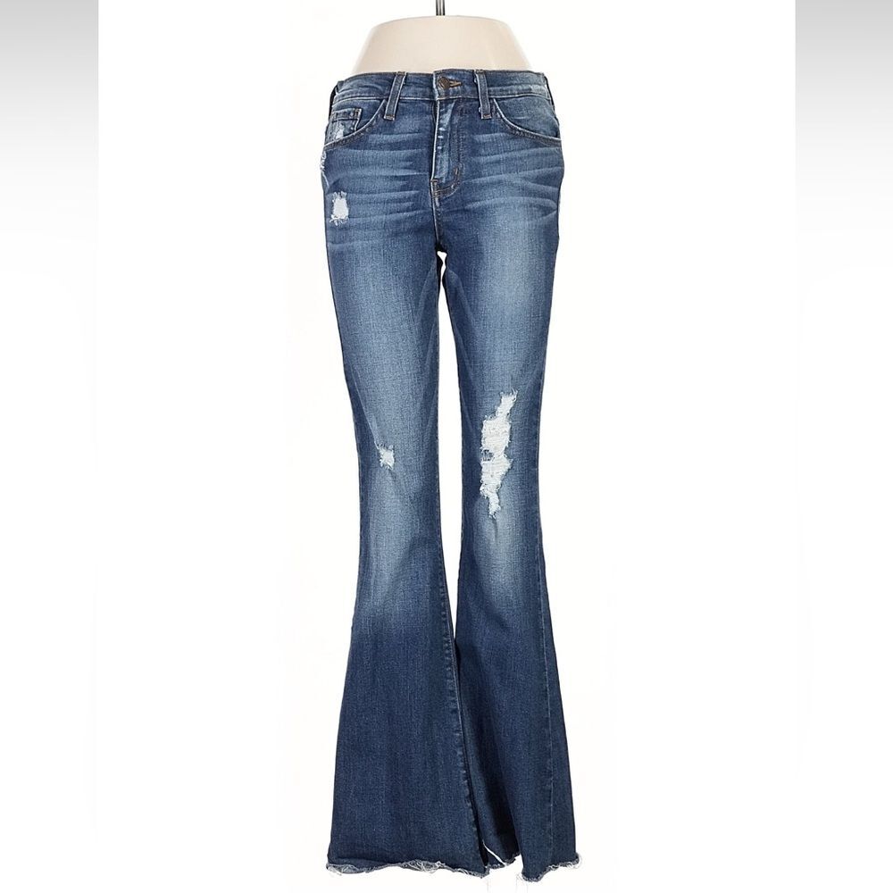 Flying Monkey Platinum Mid Rise Flare Leg Jeans Size 26 Distressed Blue Jeans